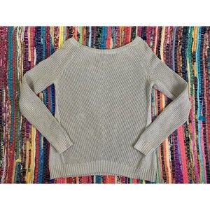Banana Republic Sweater S Light Khaki Long Sleeve Pullover Metallic Thread